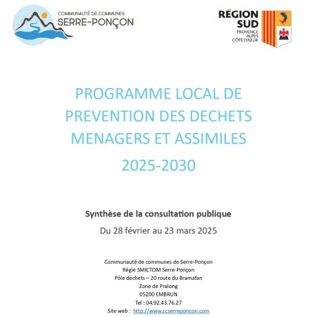 Bilan de la consultation publique du PLPDMA est disponible ici : https://www.ccserreponcon.com/competences/dechets-economie-circulaire