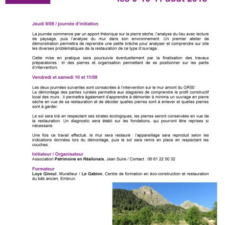 programme stage pierres sèches