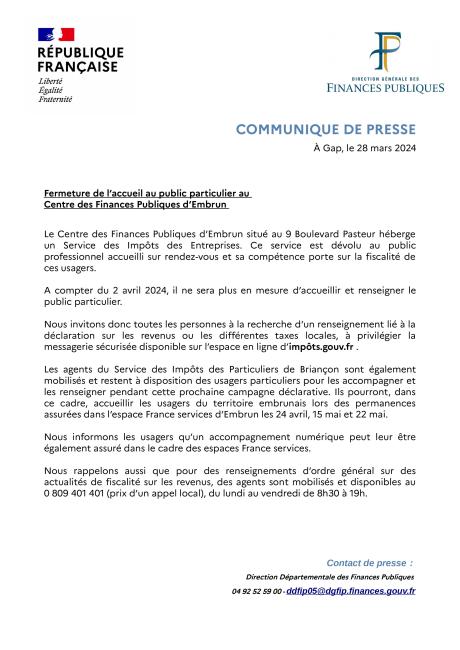 fermeture accueil SIE